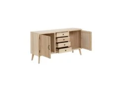 Buffet 2 Portes 4 Tiroirs Bois Clair Massif - ARENA -Deco.fr Soldes Boutique buffet 17635667