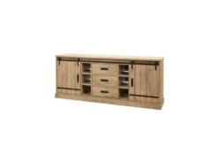 Buffet 2 Portes 3 Tiroirs Chêne Miel/Métal - HERA