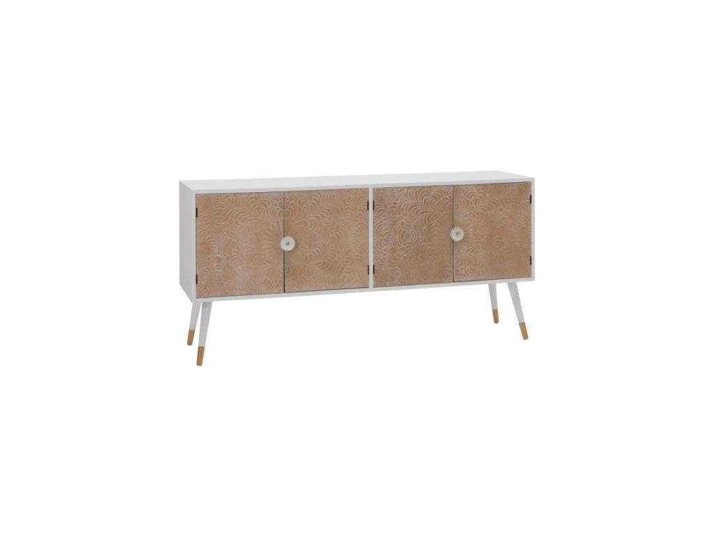 Buffet 4 Portes Bois Massif/Blanc - FLORETTE 1 Buffet 4 Portes Bois Massif/Blanc - FLORETTE