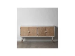Buffet 4 Portes Bois Massif/Blanc - FLORETTE 7 Buffet 4 Portes Bois Massif/Blanc - FLORETTE -Deco.fr Soldes Boutique buffet 17788601