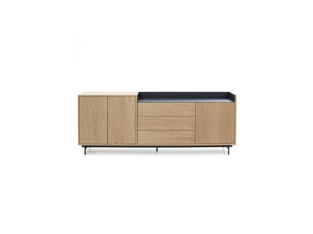 Buffet 3 Portes 3 Tiroirs Chêne Clair/Bleu - TEULAT VALLEY 1 Buffet 3 Portes 3 Tiroirs Chêne Clair/Bleu - TEULAT VALLEY