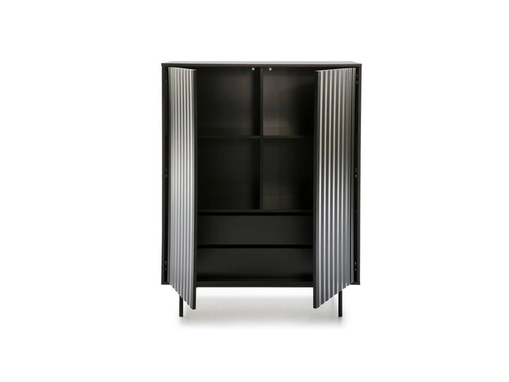 Meuble D'entrée 2 Portes 2 Tiroirs Noir - TEULAT SIERRA 3 Meuble D'entrée 2 Portes 2 Tiroirs Noir - TEULAT SIERRA – Image 3