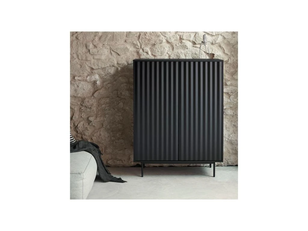 Meuble D'entrée 2 Portes 2 Tiroirs Noir - TEULAT SIERRA 5 Meuble D'entrée 2 Portes 2 Tiroirs Noir - TEULAT SIERRA – Image 5