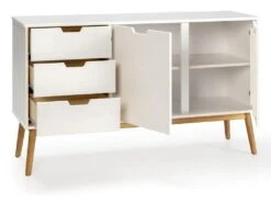 Buffet Baku 3 Tiroir Y 2 Porte Blanc, Pin Massif, Longueur 140 Cm -Deco.fr Soldes Boutique buffet 18369791