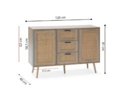 Buffet Dalia 3 Tiroirs Et 2 Portes Couleur Chêne, 120 Cm Longueur -Deco.fr Soldes Boutique buffet 18369927