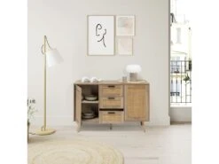 Buffet Dalia 3 Tiroirs Et 2 Portes Couleur Chêne, 120 Cm Longueur -Deco.fr Soldes Boutique buffet 18369929