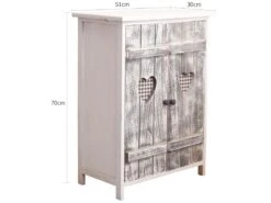 Meuble D'appoint Bahut 2 Ports Bois Blanc Gris Coeur 70x51x30 -Deco.fr Soldes Boutique buffet 18399799