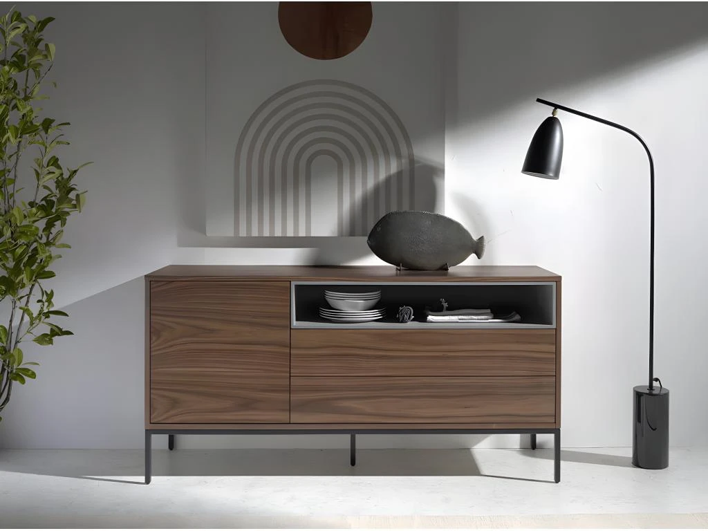 Buffet En Bois De Noyer Et Gris 3226 ANGEL CERDA 3 Buffet En Bois De Noyer Et Gris 3226 ANGEL CERDA – Image 3