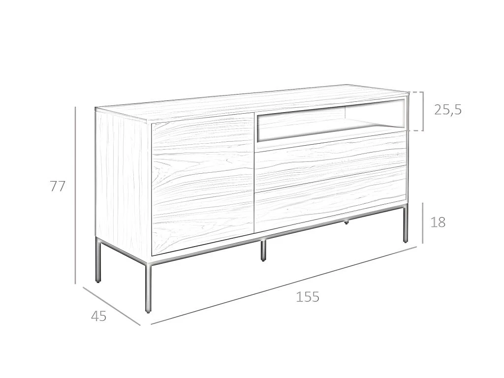Buffet En Bois De Noyer Et Gris 3226 ANGEL CERDA 8 Buffet En Bois De Noyer Et Gris 3226 ANGEL CERDA – Image 8