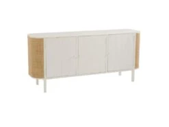 Buffet 3 Portes En Rotin "Molly" 180cm Blanc & Beige