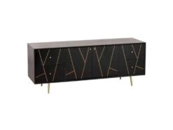 Buffet 4 Tiroirs & 2 Portes "Remina" 150cm Noir & Or