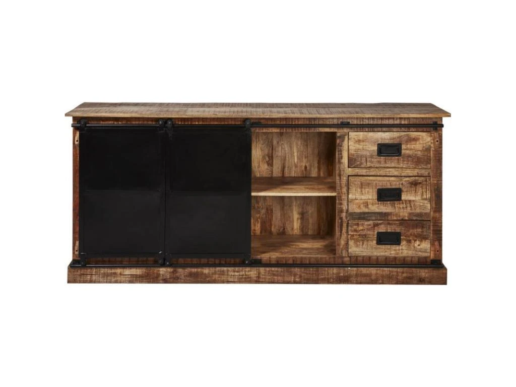 Bahut 2 Portes En Bois "Minga" 200cm Noir & Marron 1 Bahut 2 Portes En Bois "Minga" 200cm Noir & Marron