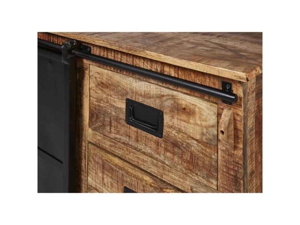 Bahut 2 Portes En Bois "Minga" 200cm Noir & Marron 5 Bahut 2 Portes En Bois "Minga" 200cm Noir & Marron – Image 5