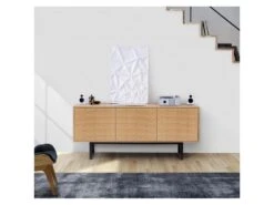 Buffet 3 Portes Triangle "Camden" 175cm Chêne & Noir 7 Buffet 3 Portes Triangle "Camden" 175cm Chêne & Noir -Deco.fr Soldes Boutique buffet 19092095