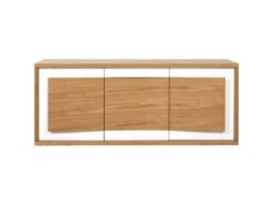 Bahut 3 Portes En Bois "Binka" 210cm Chêne & Blanc