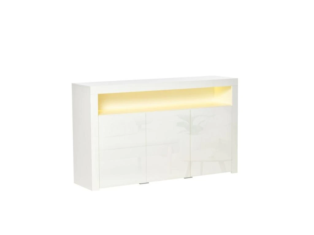 Buffet LED étagère KEITH Blanc Laqué 1 Buffet LED étagère KEITH Blanc Laqué