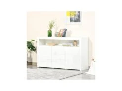 Buffet LED étagère KEITH Blanc Laqué 10 Buffet LED étagère KEITH Blanc Laqué -Deco.fr Soldes Boutique buffet 19194021