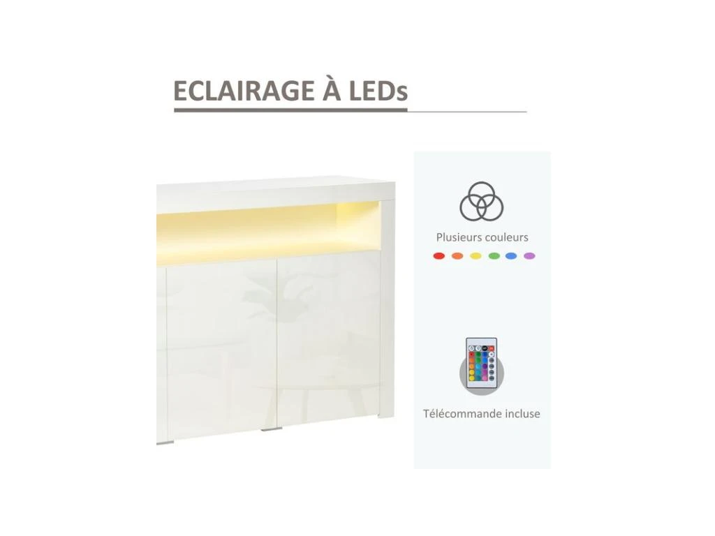 Buffet LED étagère KEITH Blanc Laqué 6 Buffet LED étagère KEITH Blanc Laqué – Image 6