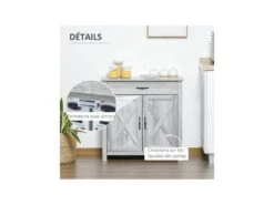 Buffet 2 Portes MARY Gris Clair -Deco.fr Soldes Boutique buffet 19194141