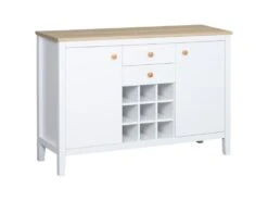 Buffet Placards Porte-bouteilles NICK Blanc Et Bois