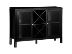 Buffet Meuble De Rangement Vitré BONNIE Noir