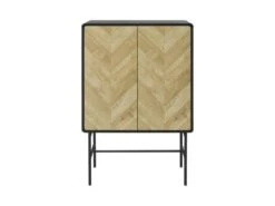 Bahut 2 Portes - Bois Et Metal Noir - L 80 X P 40 X H 122 - BROOKLYN