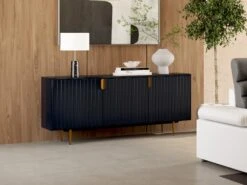 Buffet - 3 Portes - MDF Et Métal - Coloris : Noir Et Doré - LIKANA -Deco.fr Soldes Boutique buffet 19429457