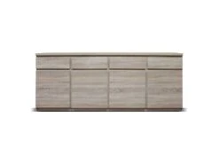 Buffet 4 Portes 4 Tiroirs Chêne Clair - ZYWO - L 220 X L 41 X H 88 Cm -Deco.fr Soldes Boutique buffet 19720473