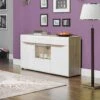 Buffet 3 Portes Blanc/Chêne à LED - ONIEL - L 150 X L 40.5 X H 85 Cm -Deco.fr Soldes Boutique buffet 19720625