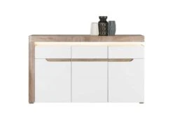 Buffet 3 Portes 1 Tiroir Blanc/Chêne à LED - KIELE - L 152 X L 39 X H 89 Cm 4 Buffet 3 Portes 1 Tiroir Blanc/Chêne à LED - KIELE - L 152 X L 39 X H 89 Cm -Deco.fr Soldes Boutique buffet 19720761