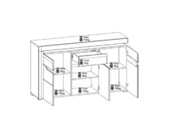 Buffet 3 Portes 1 Tiroir Blanc/Chêne à LED - KIELE - L 152 X L 39 X H 89 Cm 5 Buffet 3 Portes 1 Tiroir Blanc/Chêne à LED - KIELE - L 152 X L 39 X H 89 Cm -Deco.fr Soldes Boutique buffet 19720763