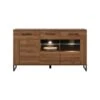 Buffet 3 Portes Chêne Foncé à LEDs - VARSOVIE - L 150.5 X L 40 X H 84.5 Cm -Deco.fr Soldes Boutique buffet 19720841