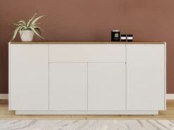 Buffet AMANI - 4 Portes & 1 Tiroir - MDF - Coloris: Blanc Laqué Et Chêne 13 Buffet AMANI - 4 Portes & 1 Tiroir - MDF - Coloris: Blanc Laqué Et Chêne -Deco.fr Soldes Boutique buffet 19912919