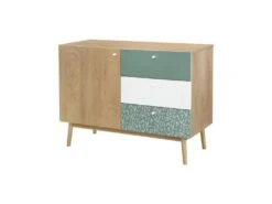 Buffet - Chene Et Vert - Style Ethnique - 1 Porte - GARDENIA - L 110 X P 45 X H 80 Cm -Deco.fr Soldes Boutique buffet 19946579