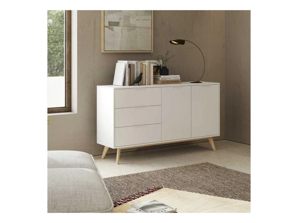 Buffet 2 Portes 3 Tiroir Blanc - UNIVERSITE 1 Buffet 2 Portes 3 Tiroir Blanc - UNIVERSITE