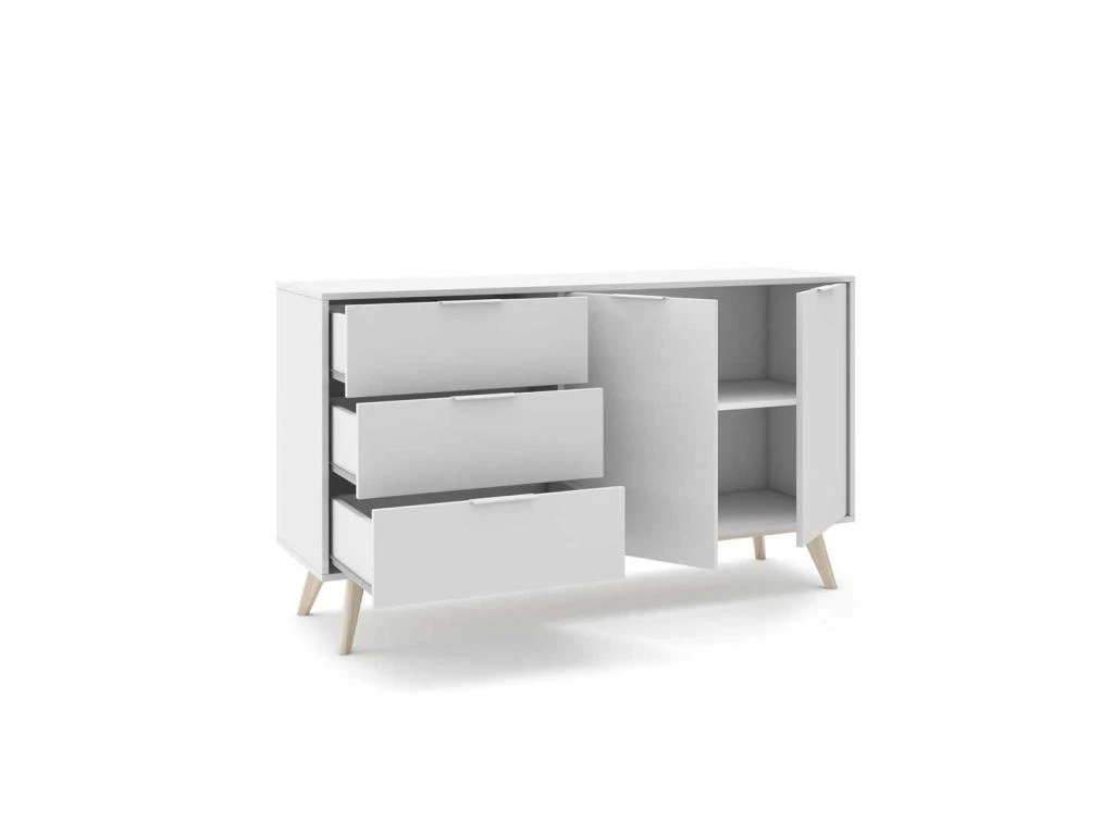 Buffet 2 Portes 3 Tiroir Blanc - UNIVERSITE 2 Buffet 2 Portes 3 Tiroir Blanc - UNIVERSITE – Image 2