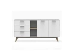 Buffet 3 Tiroir 2 Niches 2 Portes Blanc - UNIVERSITE -Deco.fr Soldes Boutique buffet 20974679