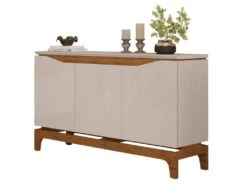 Buffet 3 Portes 139 Cm Blanc Ecru Et Chêne NICE