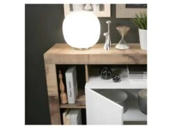 Buffet 2 Portes Blanc Laqué Brillant/Bois Fumé - ISCHIA -Deco.fr Soldes Boutique buffet 21136343