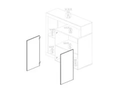 Buffet 2 Portes Blanc Laqué Brillant/Bois Fumé - ISCHIA -Deco.fr Soldes Boutique buffet 21136345