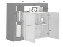 Buffet 2 Portes Blanc Laqué Brillant/Bois Fumé - ISCHIA -Deco.fr Soldes Boutique buffet 21136347