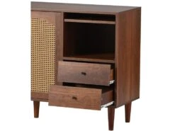 Buffet Avec 3 Portes Et 2 Tiroirs - Portes En Résine Tressée - Style Campagnard - Marron 13 Buffet Avec 3 Portes Et 2 Tiroirs - Portes En Résine Tressée - Style Campagnard - Marron -Deco.fr Soldes Boutique buffet 21268037