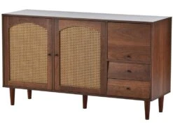 Buffet Avec 3 Portes Et 2 Tiroirs - Portes En Résine Tressée - Style Campagnard - Marron 17 Buffet Avec 3 Portes Et 2 Tiroirs - Portes En Résine Tressée - Style Campagnard - Marron -Deco.fr Soldes Boutique buffet 21268045
