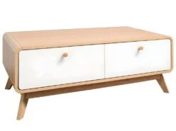 Lowboard Avec 2 Tiroirs En Panneau De Particules Chêne Et Blanc -Deco.fr Soldes Boutique buffet 21671635