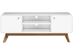 Lowboard Avec 2 Portes En Panneau De Particules Blanc