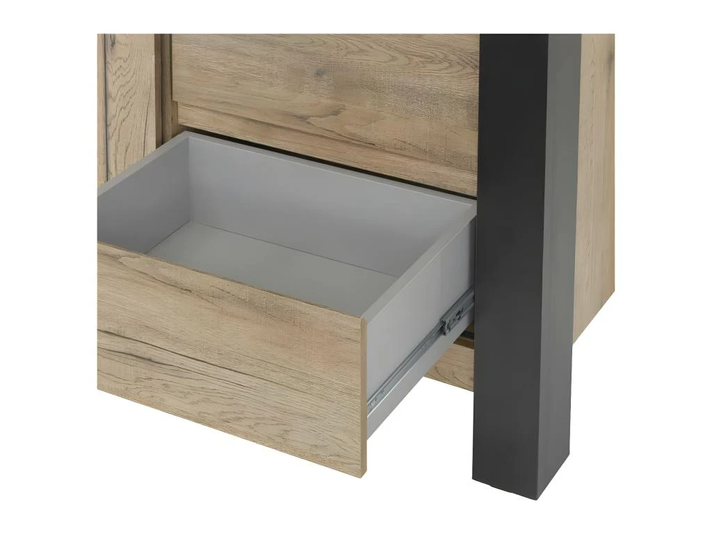 Argentier 2 Portes à LED Chêne Miel/Noir - ADRIEN 6 Argentier 2 Portes à LED Chêne Miel/Noir - ADRIEN – Image 6