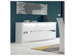 Buffet 3 Portes Blanc Laqué/ Leds - ESPRIT