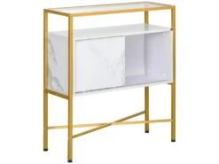 Console Style Art Déco TYSSANDRE Dorée Et Blanche