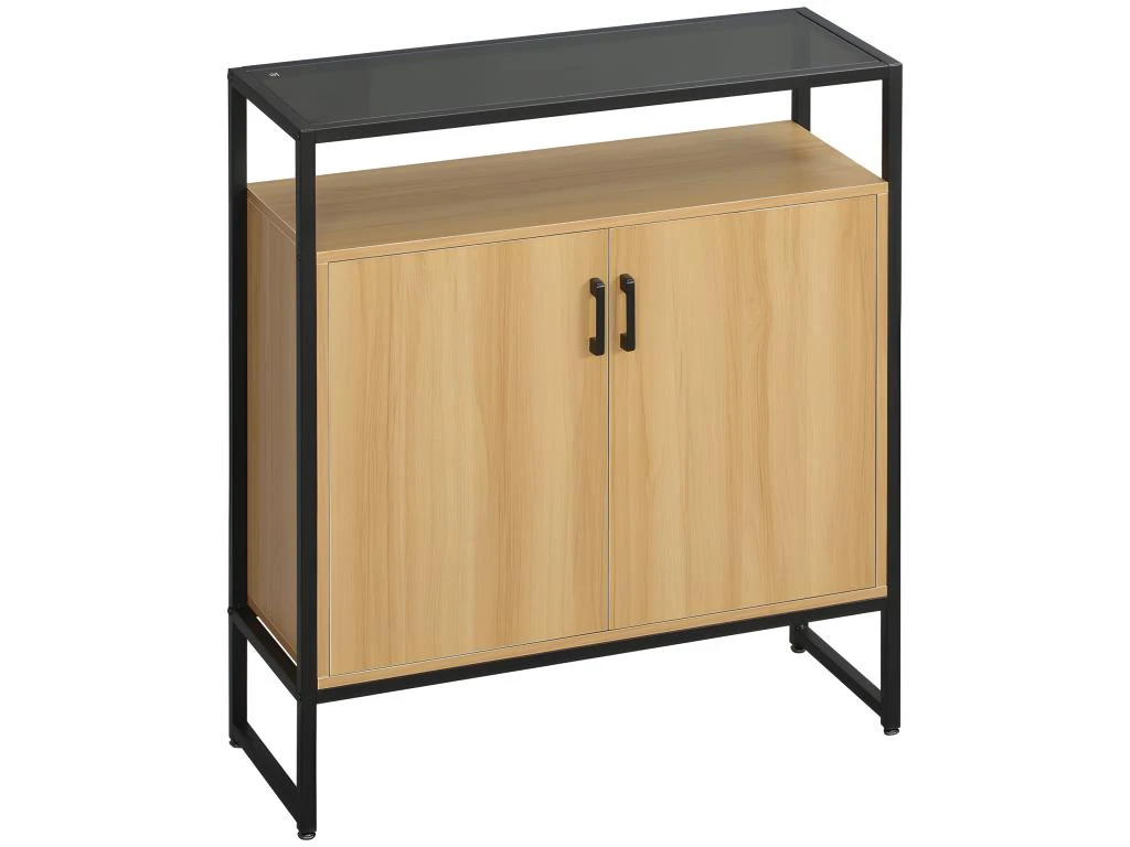 Buffet 2 Portes 2 étagères Plateau En Verre Trempé De MyCocooning 1 Buffet 2 Portes 2 étagères Plateau En Verre Trempé De MyCocooning