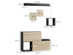 Organisateur D'entrée 5 éléments CALMS Aspect Chêne Clair Et Noir 7 Organisateur D'entrée 5 éléments CALMS Aspect Chêne Clair Et Noir -Deco.fr Soldes Boutique buffet 21987417